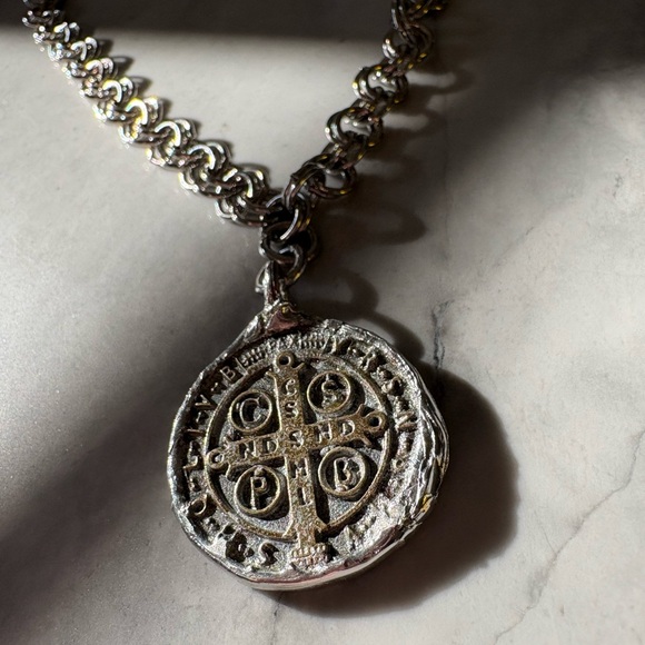 Pax Silver Pendant Necklace on Silver Double Loop Chain - Picture 2 of 3